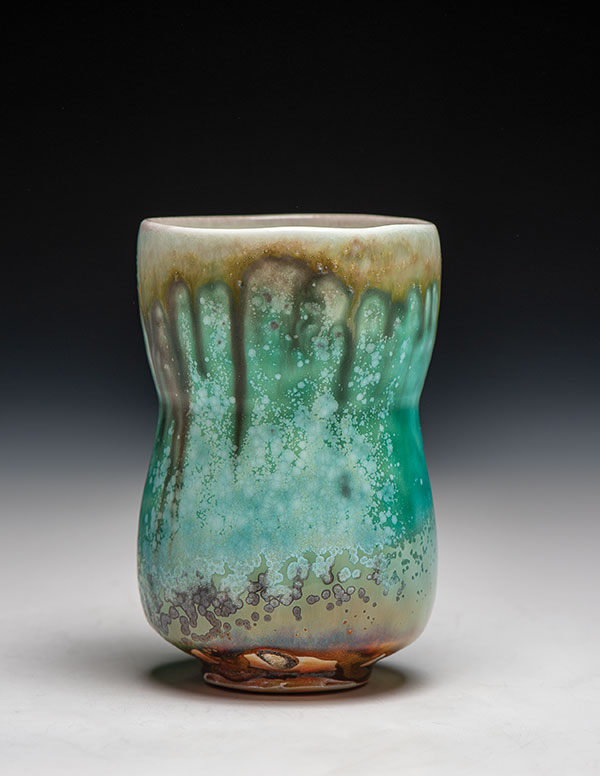 4 Chad Hartwig’s cone-10 soda-fired cup, which is very similar to the piece that originally inspired me. You can see the original inspiration in this piece, yet note how far from this piece my glaze-chasing took me.