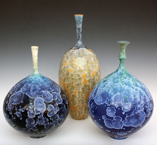 Trio of bottles by Glenn Woods. 