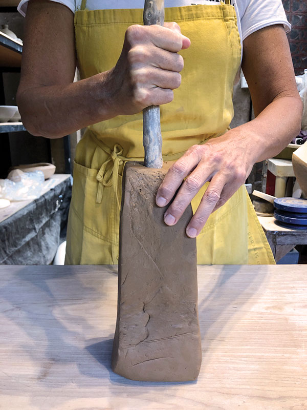 Fig 2 Drive a dowel rod or stick into a sold block of clay.