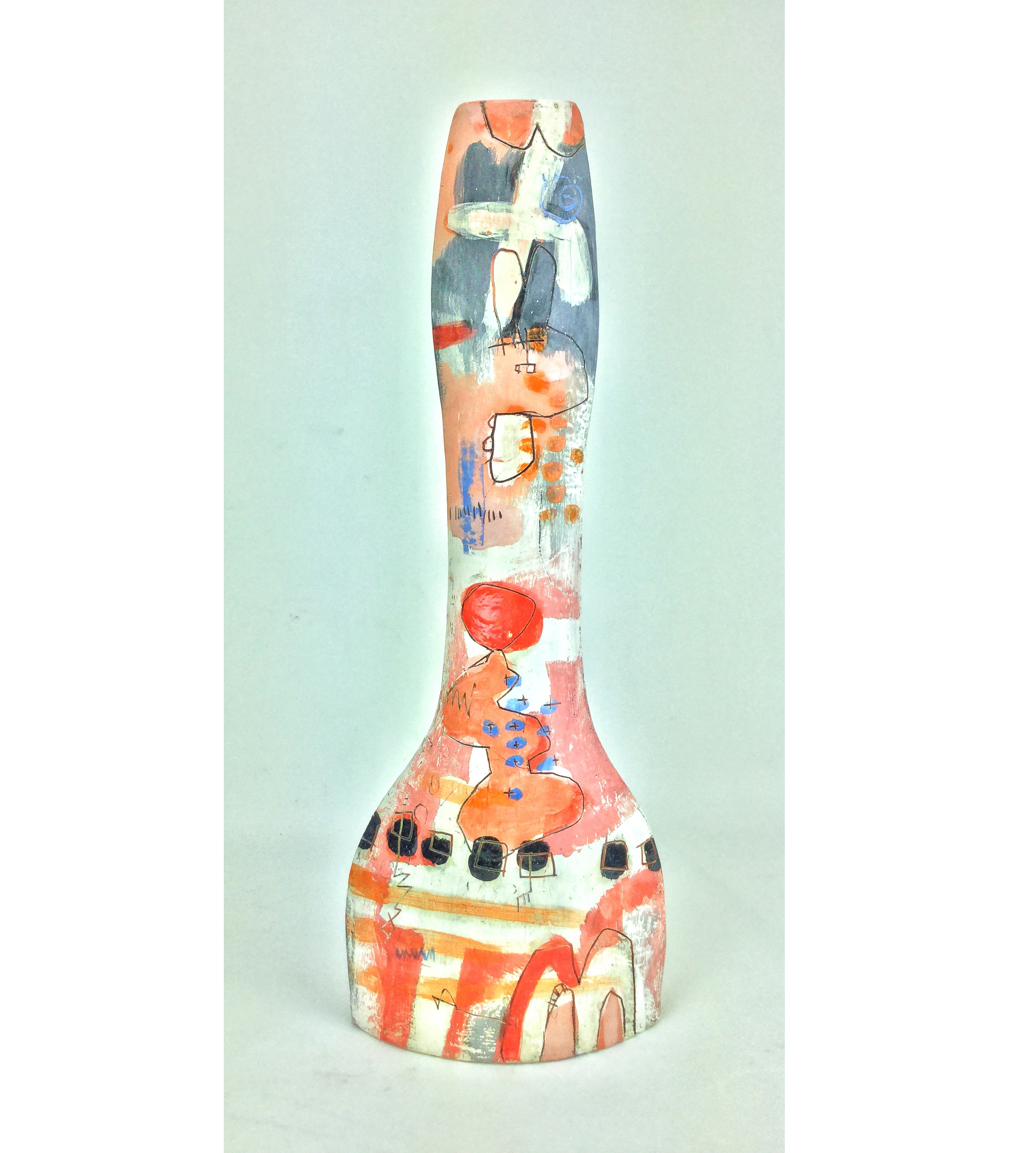 Rebecca Zweibel, Evening Ride, 19 in. (48 cm) in height, earthenware, terra sigillata, slip, wax, fired to cone 2, 2020