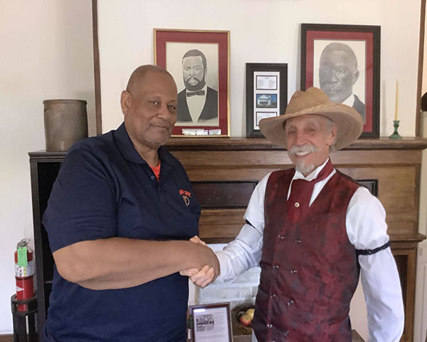 5 David Mack with the curator at Sebastopol House, which is the location of the H. Wilson Pottery Museum, September 8, 2019.