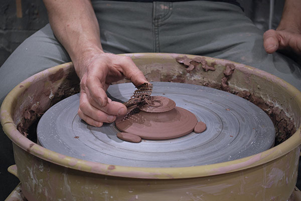 8 Trim the lid into a rounded dome and add texture using a rasp. 