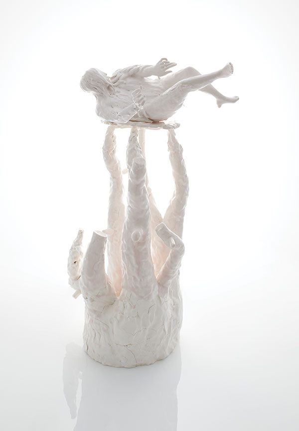3 Rise, 28 in. (71 cm) in height, porcelain, 2019. Photo: Sylvain Deleu.