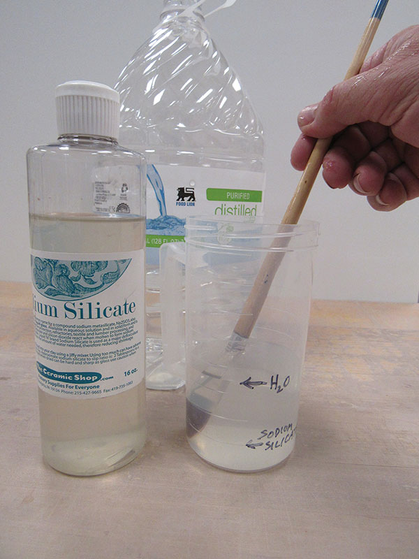 1 Dilute 1 part sodium silicate with 4 parts distilled water.