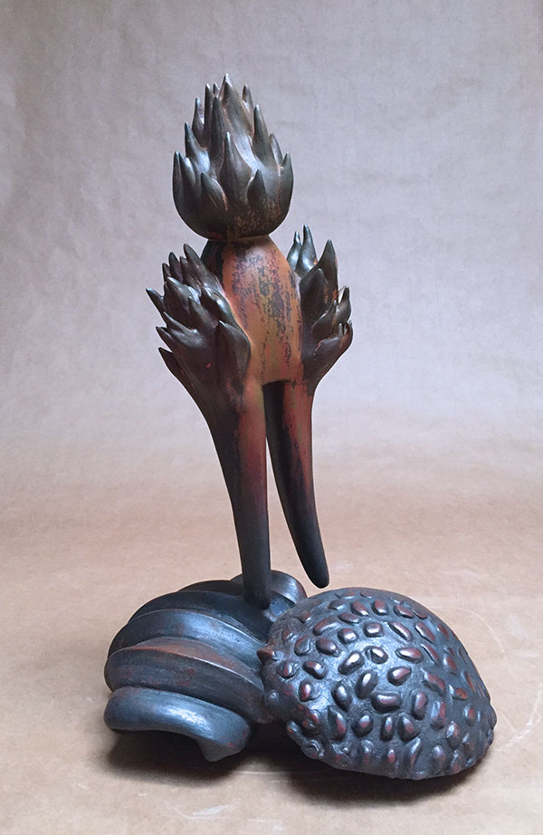 2 Syd Carpenter’s Mother Pin Afire, 24 in. (61 cm) in height, clay, graphite, 2018.