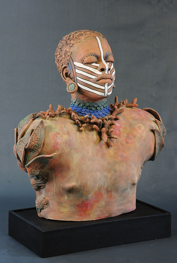 5 Descendant of Abraham, 27 in. (69 cm) in height, low-fire terra cotta, oxides, underglazes, 2013. Photo: Jim LaRoda.