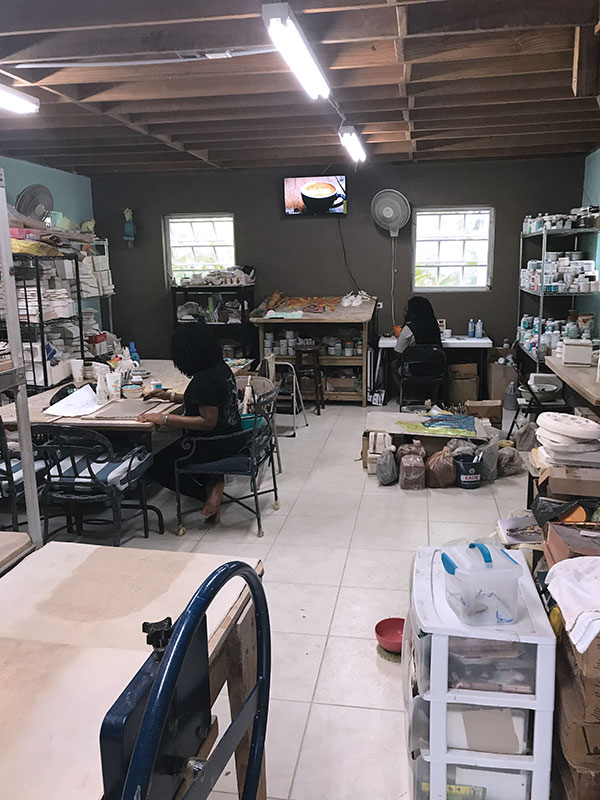 7 Lower floor production area of Jessica’s Tileworks Studio, Carlisse and Erin Colebrooke working in the studio.