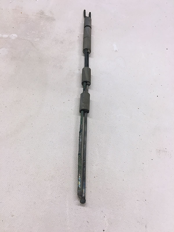 1 Worn-out thermocouple removed from the kiln.