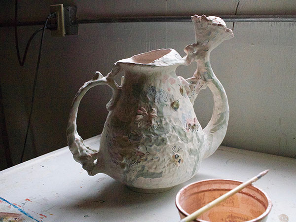 15 Loosely paint colored glazes over the design for an extra layer of dimension.