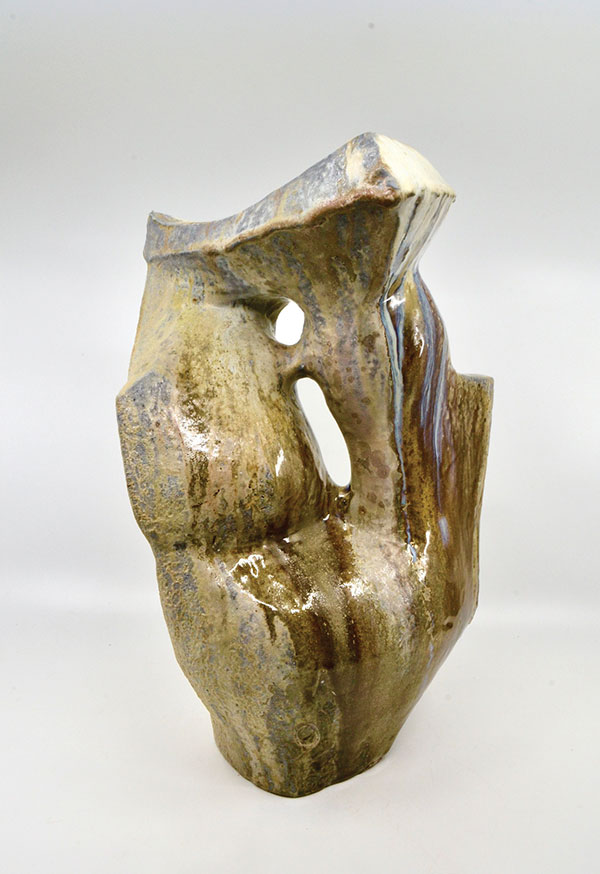 8 Andrew Sartorius’ Conjoined, 17¼ in. (44 cm) in height, wild West Virginia clay, glaze, natural wood ash, 2020.