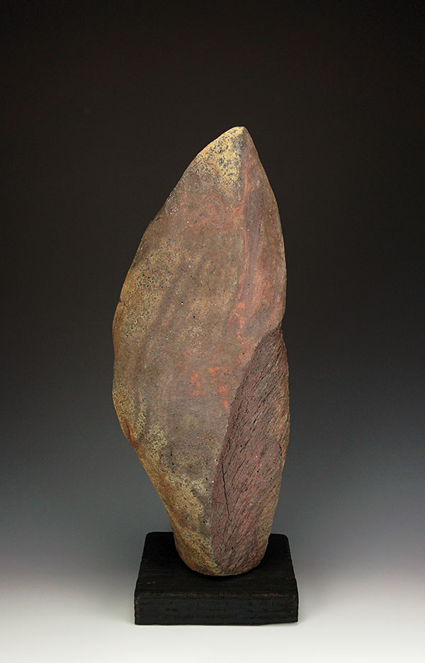 5 Untitled VIII, 17 in. (43 cm) in height, handbuilt, iron-rich stoneware, wood fired to cone 6, reduction cooled, 2020.