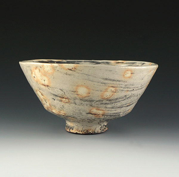 7 Bowl, 6 in. (15 cm) in width, wheel-thrown, iron-rich stoneware, kaolin slip, gas reduction fired to cone 7, 2020.