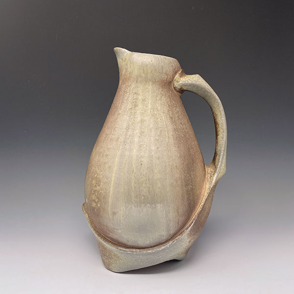 2 Pitcher, 11½ in. (29 cm) in height, wheel-thrown and handbuilt porcelain, wood fired to cone 10, 2020.