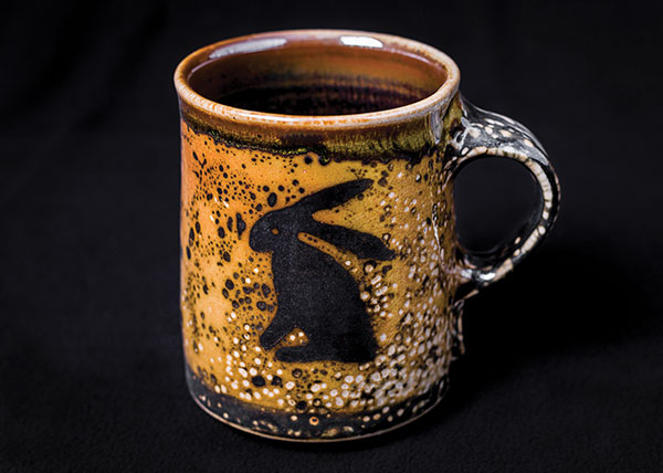 8 Mug, 5 in. (13 cm) in height, salt-glazed porcelain, flashing slip.