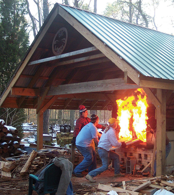 6 Firing the Noborigama wood kiln.