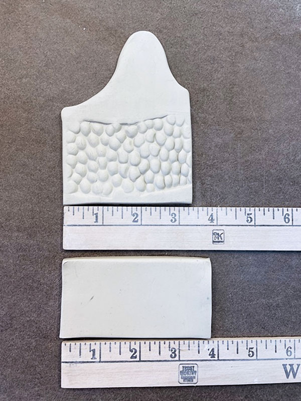 6 Measure the straight edges of the mountain pairs, add ½ inch, and cut slab bases.