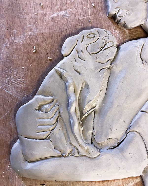 5 Create dimension by adding clay to bring forward and carving away to extend back.