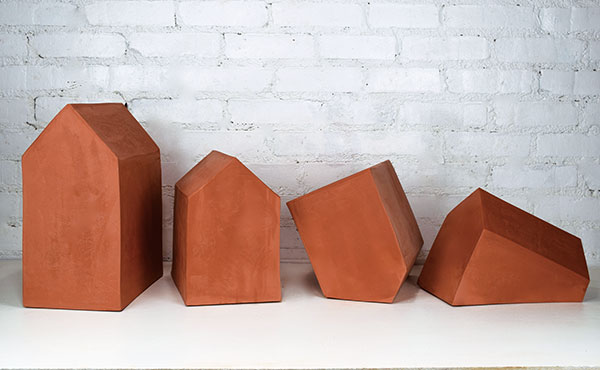 7 The State of Housing, to 14 in. (36 cm) in height, slab-built terra cotta, clear glaze.
