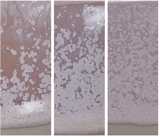 6 Preliminary colorant tests. Each test sample contains 8% erbium.