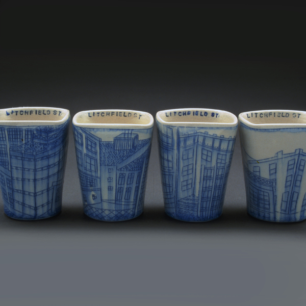 Small cups from the “Solace of Urban Spaces” exhibition, 2005.