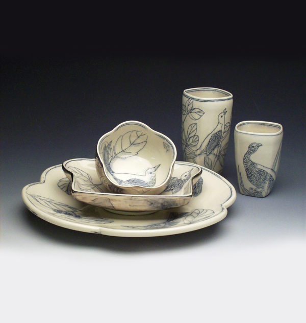 Dinnerware with birds of North America, 2009.