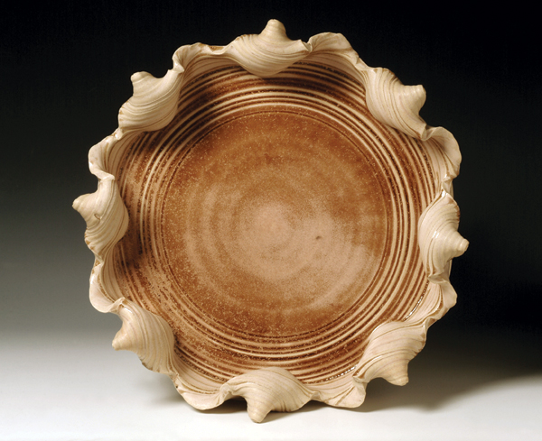 Pink Platter, 21 in. (53 cm) in diameter, white stoneware, oxidation fired to cone 10, 2004.