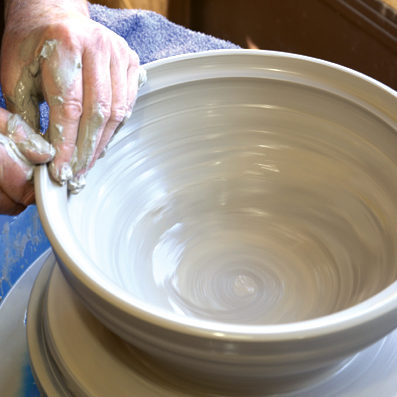 2 Throwing the base of a flameware casserole using 5 pounds of clay and creating a gallery at the rim for the lid.