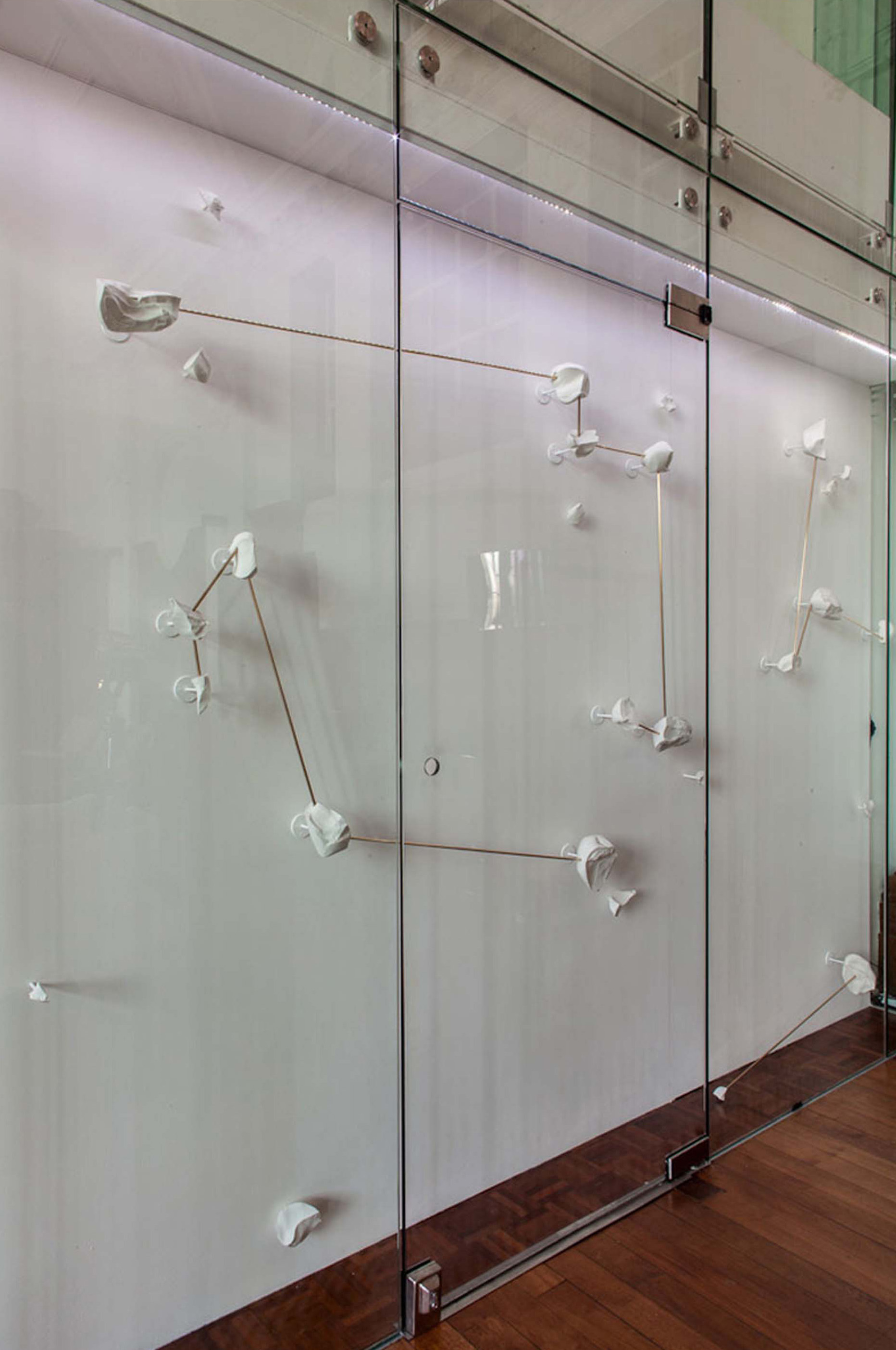 5 Bethan Llyod Worthington’s Constellation, 11 ft. 3 in. (3.44 m) in length, solid-smashed porcelain and brass rods, 2012.