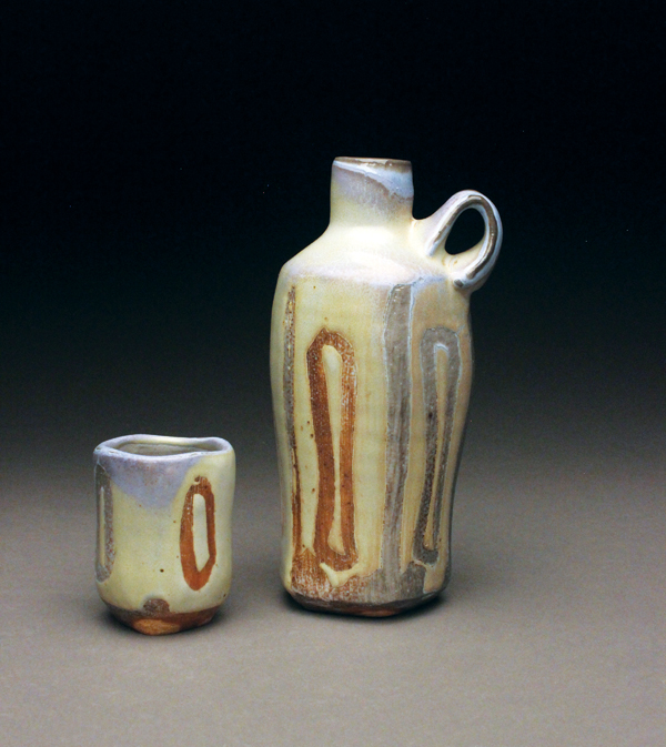 1 Bottle and shot glass, to 8 in. (20 cm) in length, porcelain with Blue Salt glaze, 2015.