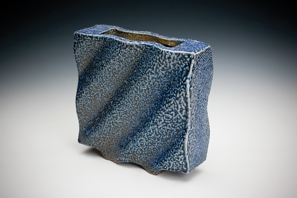 5 Corrugated Vase, 9¼ in. (24 cm) in height, handbuilt stoneware, salt glazed, wood fired to 2372°F (1300°C), 2008. Photo: Steve Cummings.