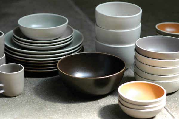 Dinnerware, Coupe Line in various color options, stoneware, glaze. Photo: Heath Ceramics.
