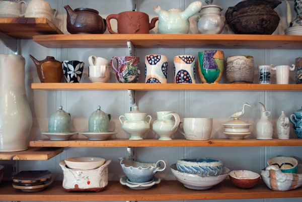 1 Some of Julia Galloway’s collection beside the entryway to her kitchen (detail). Photo: Lucy Capeheart.