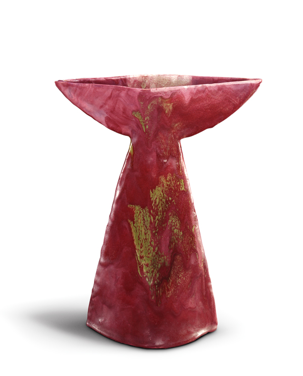 Fausto Melotti’s vase, 11¼ in. (29 cm) in height, ceramic, enamel, polychrome, ca. 1950. 