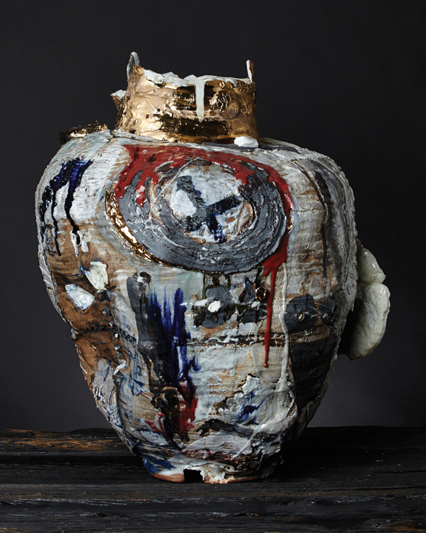 2 Gareth Mason’s Secret Keeper, 3 ft. (89 cm) in height, stoneware, porcelain, glazes, slips, feldspar, luster, 2011.