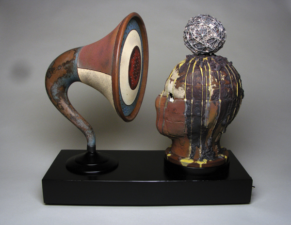 6 Matt Wilt’s Receive(r), 19 in. (48 cm) in height, stoneware, porcelain, steel, 2015.