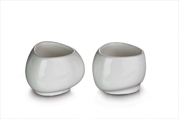 1 Joe Wood’s sake cups, 2 in. (5 cm) in height, 3-D printed ceramic, 2014.