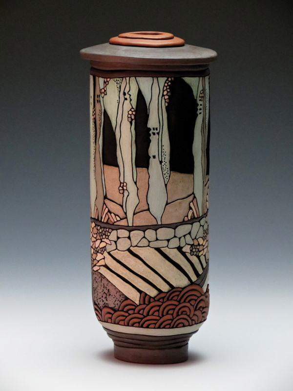 1 Nancy April’s Inspired by Cedars, 15 in. (40 cm) in height, terra cotta, terra sigillata, 2015.