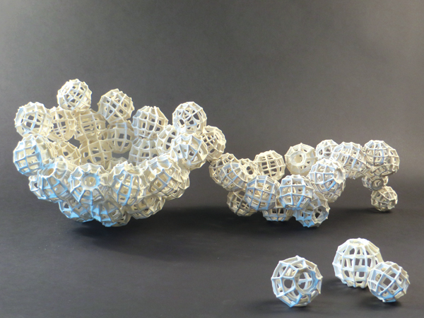 2 Anima Roos’s Ball Structure, porcelain paper clay.