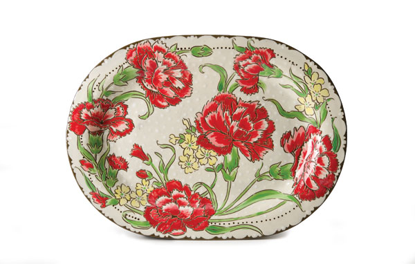 3 Colleen McCall’s red carnation platter, ceramic.