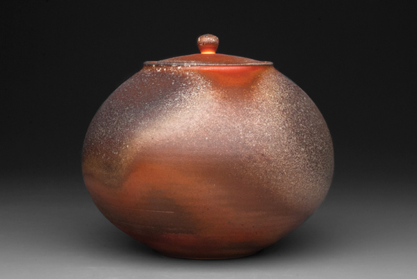2 Jar, 11 in. (28 cm) in diameter, wheel thrown stoneware, soda fired to cone 9. in reduction, 2017.