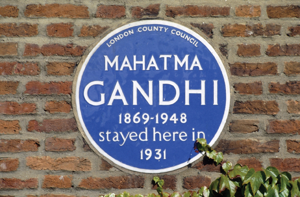 Mahatma Gandhi’s (1869–1948) plaque was erected in 1954 by the London County Council at Kingsley Hall. All photos: Courtesy of English Heritage.