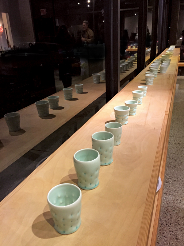 1 A row of Sebastian Moh’s tumblers at The Kiln Studio and Gallery.