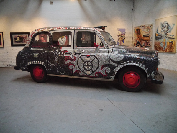 The Zulu VooDoo Liberation Taxi as part of Artcore’s “Esthisis” exhibition at the Crows Nest Gallery in West London. Photo: Mark R. Baker.