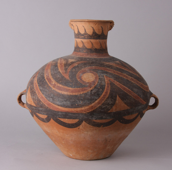 1 Chinese painted jar, 24 in. (61 cm) in diameter, low-fired pottery, 2500–2300 BC. Courtesy of the Eason Eige Collection. Photo: T. Ocken.