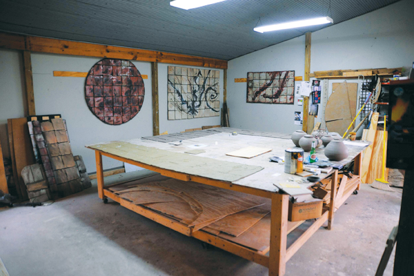 4 The handbuilding and tile making area in the school building. 