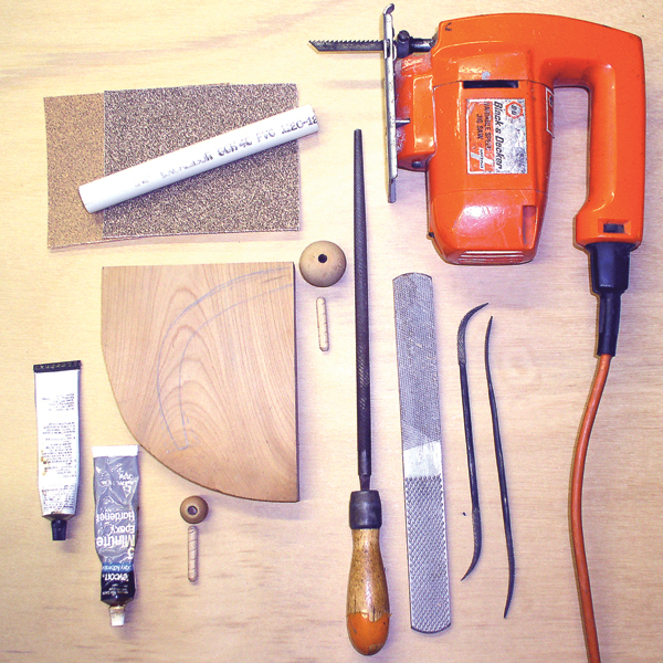 Tools and supplies needed to make a curved, narrowneck egote are common and easy to locate.