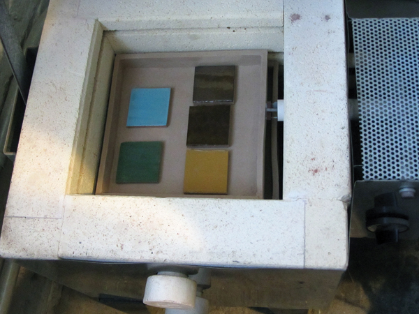 8 Firing test tiles in bisque test trays protects your kiln shelves from runny or splattering glazes.