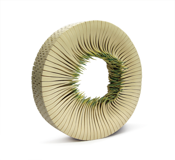 Vira!, 18 in. (45 cm) in diameter, stoneware, pigments, fired to  2228°F (1220°C), 2014.