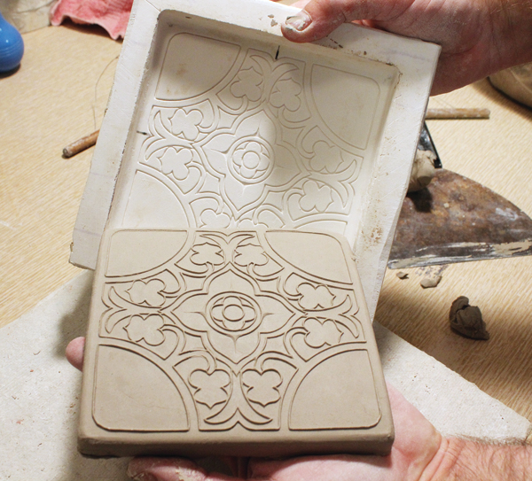 10 You can immediately release the tile from the mold by using a slug of clay then set it on a wire rack to dry.