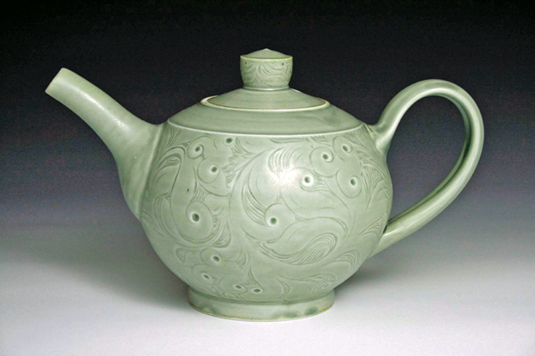 1 Autumn Cipala’s carved teapot.